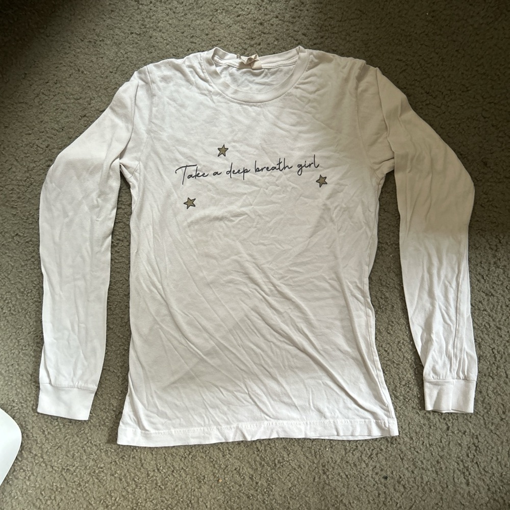 White Long Sleeve Shirt with Star Design